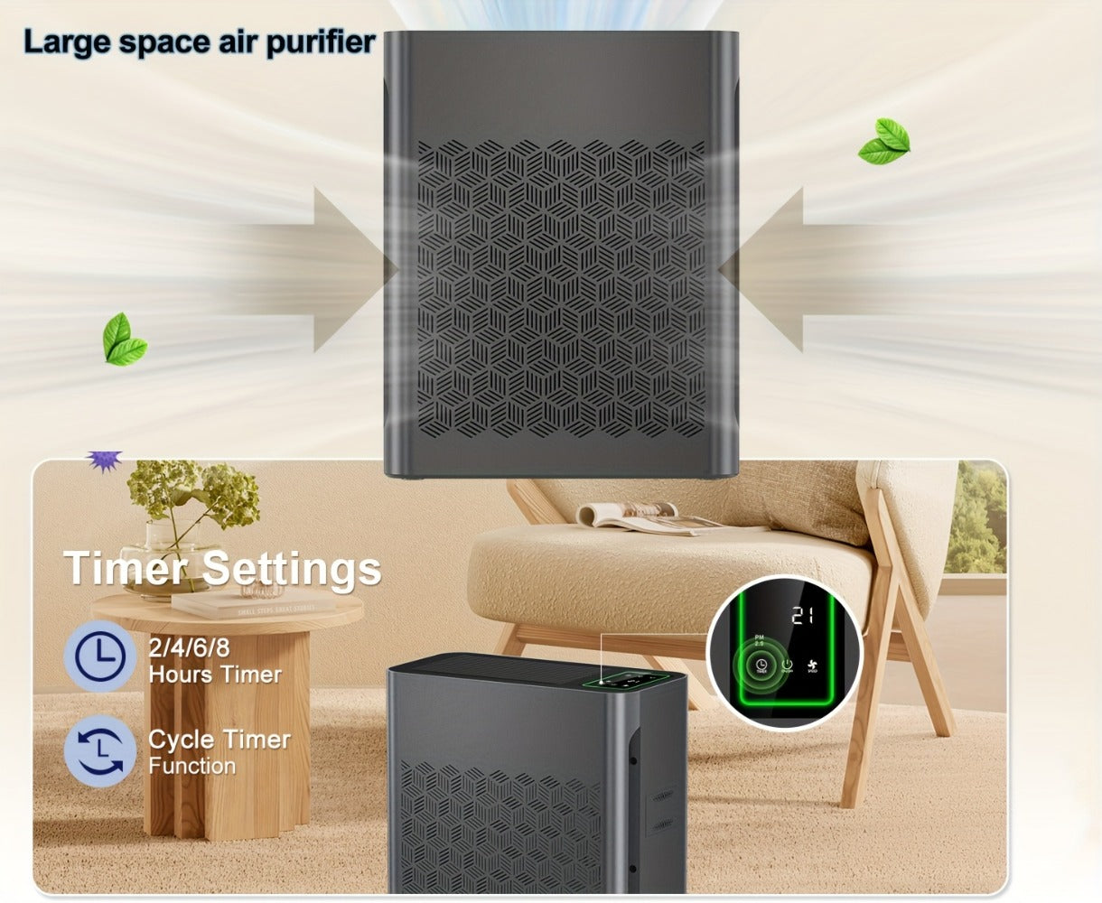 Large Area Air Purifier Covers 1095ft² with Air Quality Display Timer for Bedroom Living Room Indoor Home Office Multiple Colors