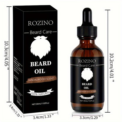 Beard Oil for Men – Sandalwood Scent with Plant Essence, Deep Moisturizing & Nourishing Beard Care Oil for Soft Smooth Glossy Beard, Daily Grooming Essential for Men, 30ml