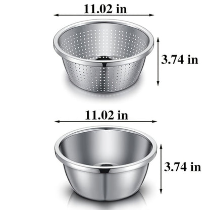 Stainless Steel Colander with Mixing Bowl Set 304 Food Grade Strainer Bowl for Washing Vegetables Fruit Rice Dishwasher Safe Kitchen Colander Sieve Multiple Sizes