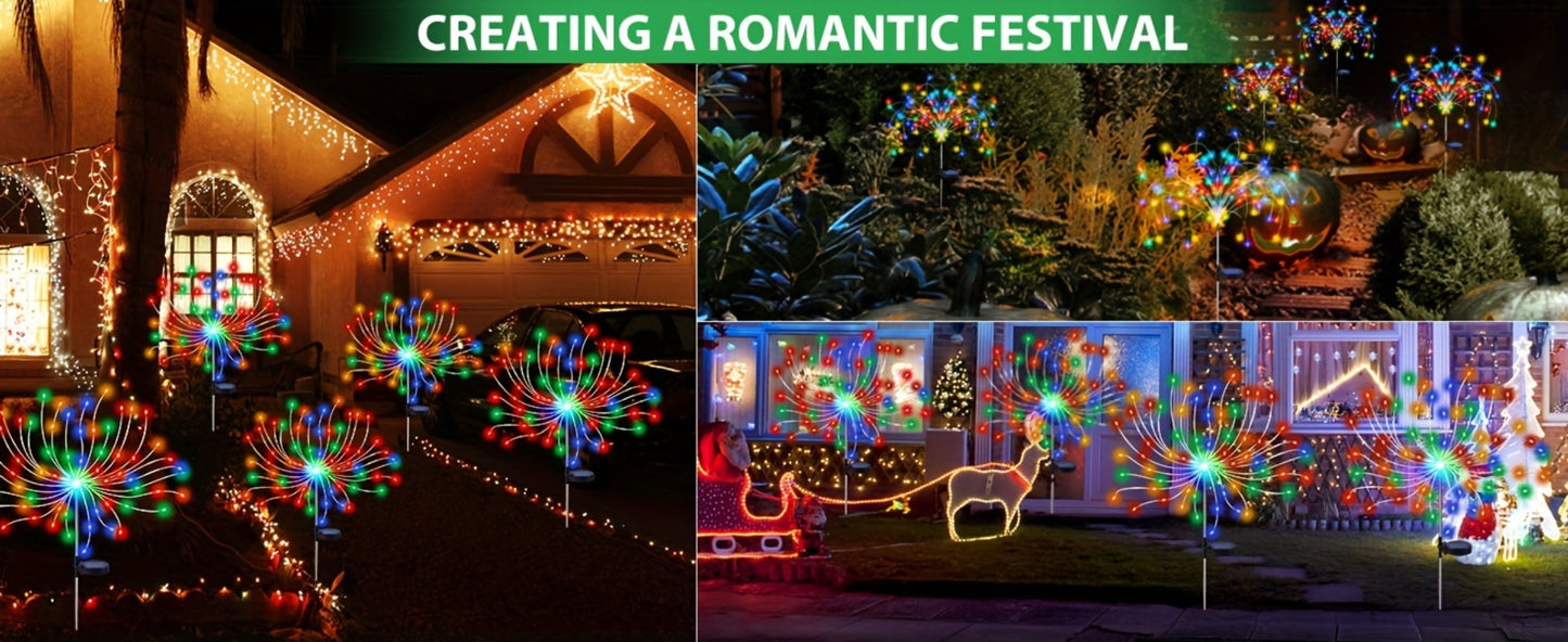 Solar Fireworks Lights Outdoor – 60 to 420 LED Solar Garden Fairy Lights with 8 Modes, Waterproof Copper Wire Sparkler Lights for Garden, Patio, Yard, Pathway & Holiday Decoration