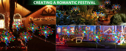 Solar Fireworks Lights Outdoor – 60 to 420 LED Solar Garden Fairy Lights with 8 Modes, Waterproof Copper Wire Sparkler Lights for Garden, Patio, Yard, Pathway & Holiday Decoration