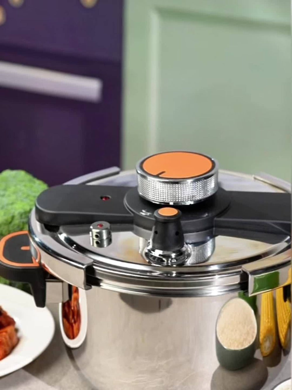 Pressure Cooker Stainless Steel with One-Twist Lock Lid – Heavy-Duty Induction & Gas Compatible Stew Pot in 1.32gal, 1.59gal & 2.11gal, Dishwasher Safe Family Soup Cooker for Daily Cooking