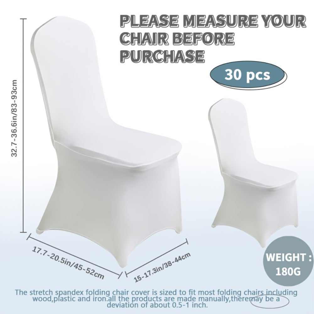 Spandex Chair Covers Bulk, Elastic Stretch Universal Fit Banquet Chair Protectors — Machine Washable Wedding Chair Covers for Weddings, Parties, Banquets & Events | Black & White | 30-150 Pack
