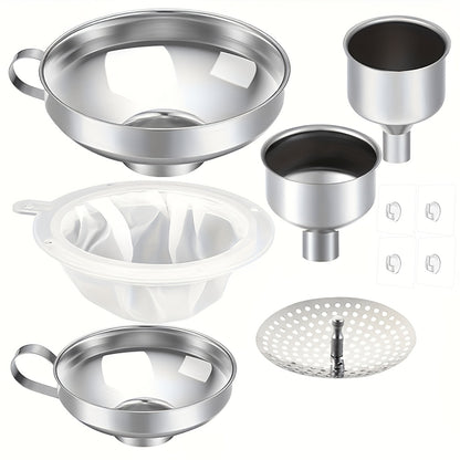 Stainless Steel Funnel Set of 12 Wide Mouth Kitchen Funnels for Mason Jar Canning Liquid Oil Jam Salad Dressing Transferring Multi-Functional Food Grade Funnel Kit
