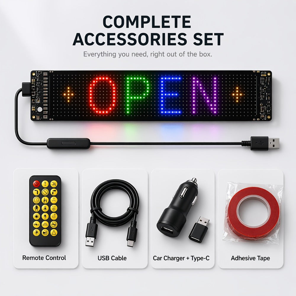 Programmable LED Sign – Flexible Matrix Display with App Control, Custom Text & Animations, Music Sync, USB Powered LED Panel for Bedroom Decor Store Window Business Display (3 Sizes)
