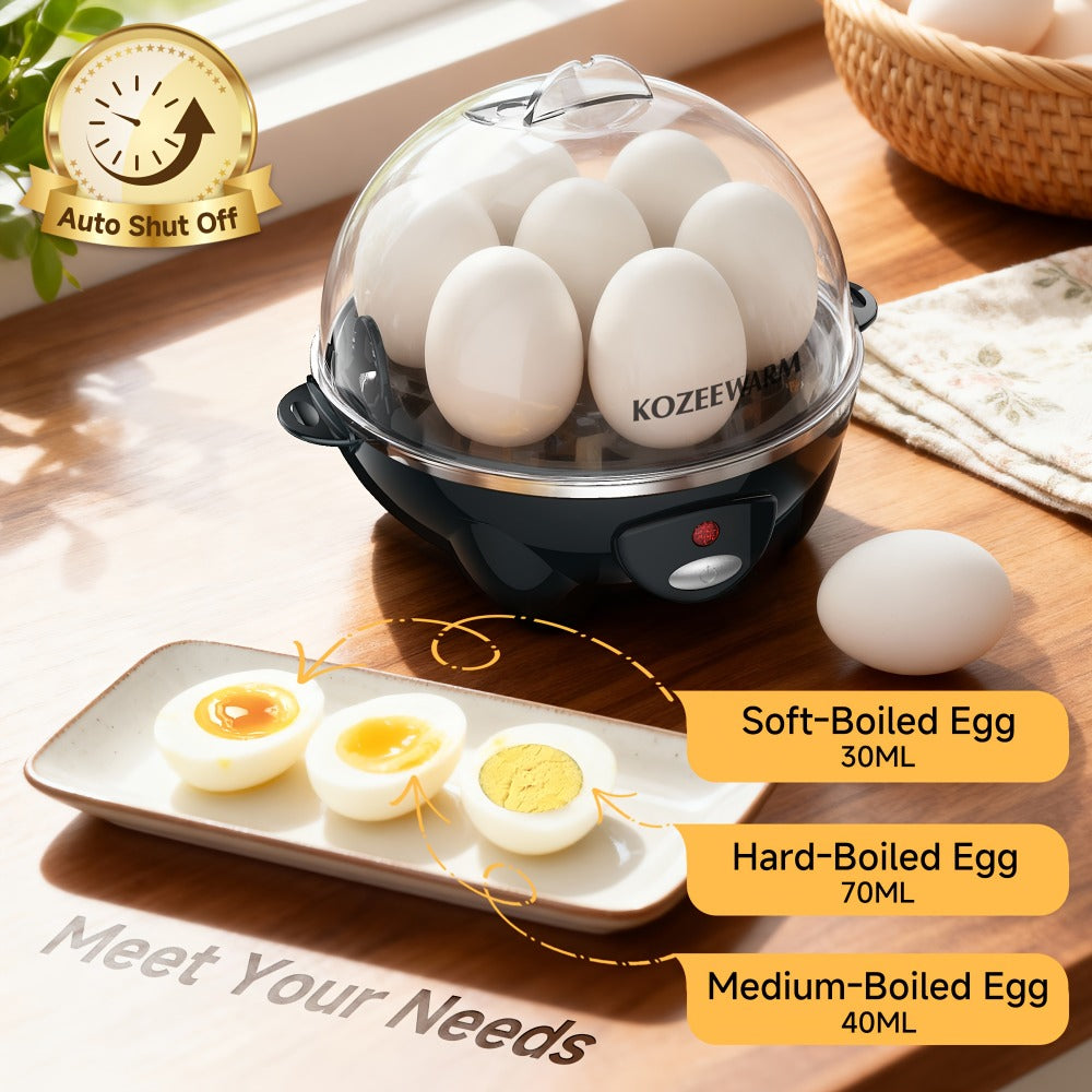 Electric Egg Boiler & Cooker with Auto Shut-Off – Single & Double Layer, Multi-Function for Hard Boiled, Soft Boiled, Scrambled, Omelette, Steamed Vegetables & Dumplings, 4 Colors