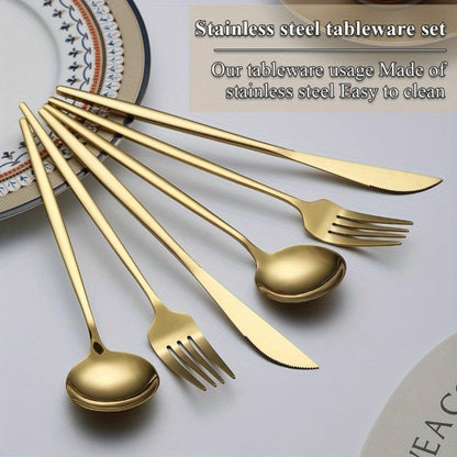 Gold Silverware Set 60 Pcs Service for 20 | Titanium Gold Plated Stainless Steel Flatware Set Knives Forks Spoons for Wedding Party Birthday Dishwasher Safe
