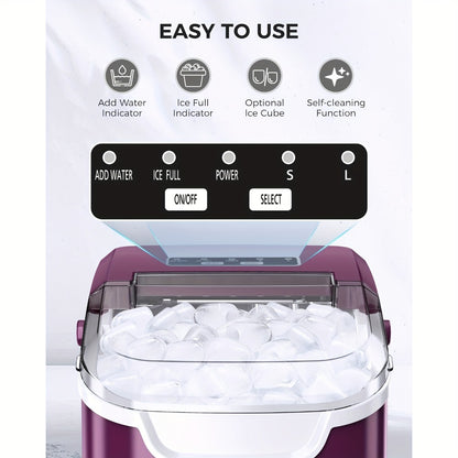 Portable Ice Maker Machine 26 Lbs/Day - Countertop Ice Maker Makes 8 Ice Cubes in 6 Minutes, 2 Ice Sizes, Self-Cleaning with Basket & Scoop for Home Kitchen Party Camping Bar RV, 4 Colors Available