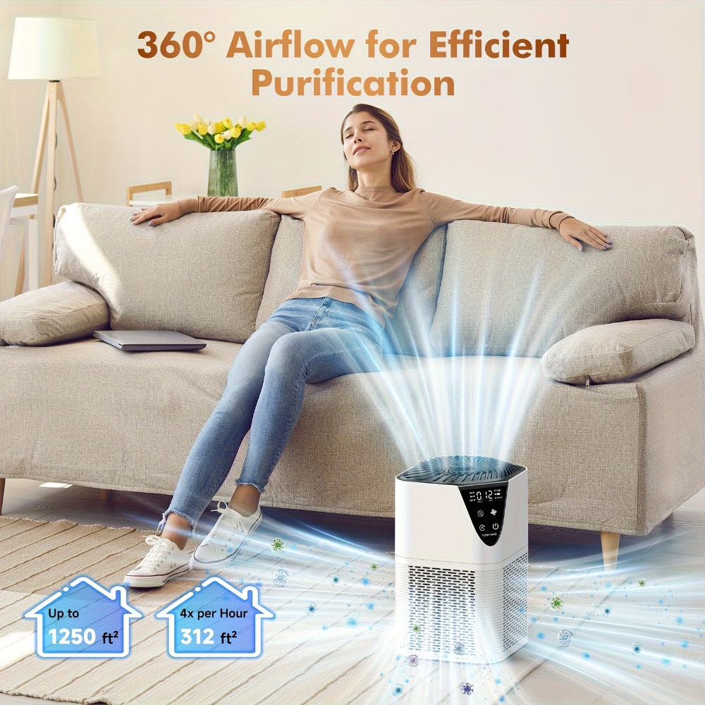 HEPA Air Purifier for Large Room Up to 1750 Sq Ft – H13 True HEPA Filter, 25dB Quiet, PM2.5 Monitor, Aromatherapy, 3-Stage Filtration for Bedroom Home Office Pet Odor Smoke Dust