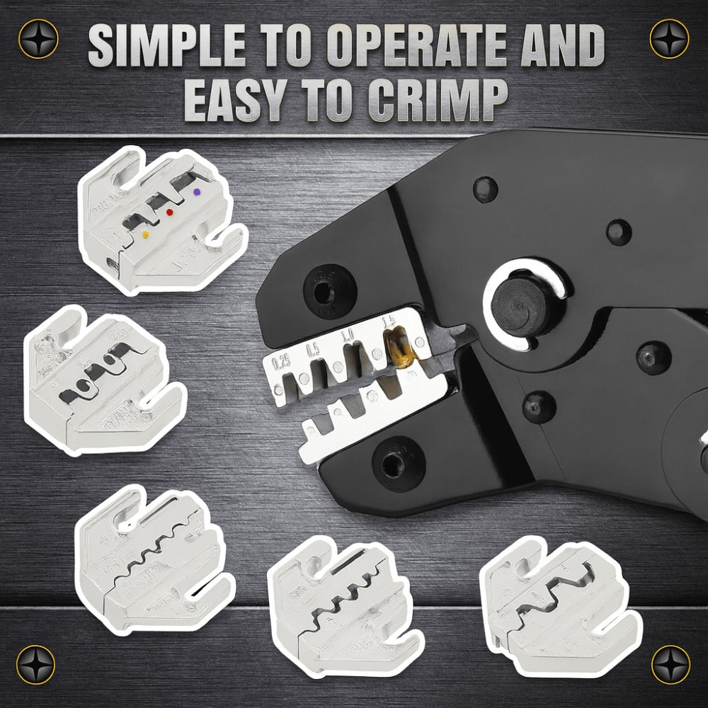 Wire Crimper Kit 718pcs SN-68B Ratchet Crimping Tool AWG28-16 with Replaceable Jaw & Assorted Terminals – Insulated Cable Connector Male Female Pair Electrical Wiring Set