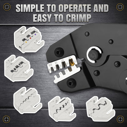Wire Crimper Kit 718pcs SN-68B Ratchet Crimping Tool AWG28-16 with Replaceable Jaw & Assorted Terminals – Insulated Cable Connector Male Female Pair Electrical Wiring Set