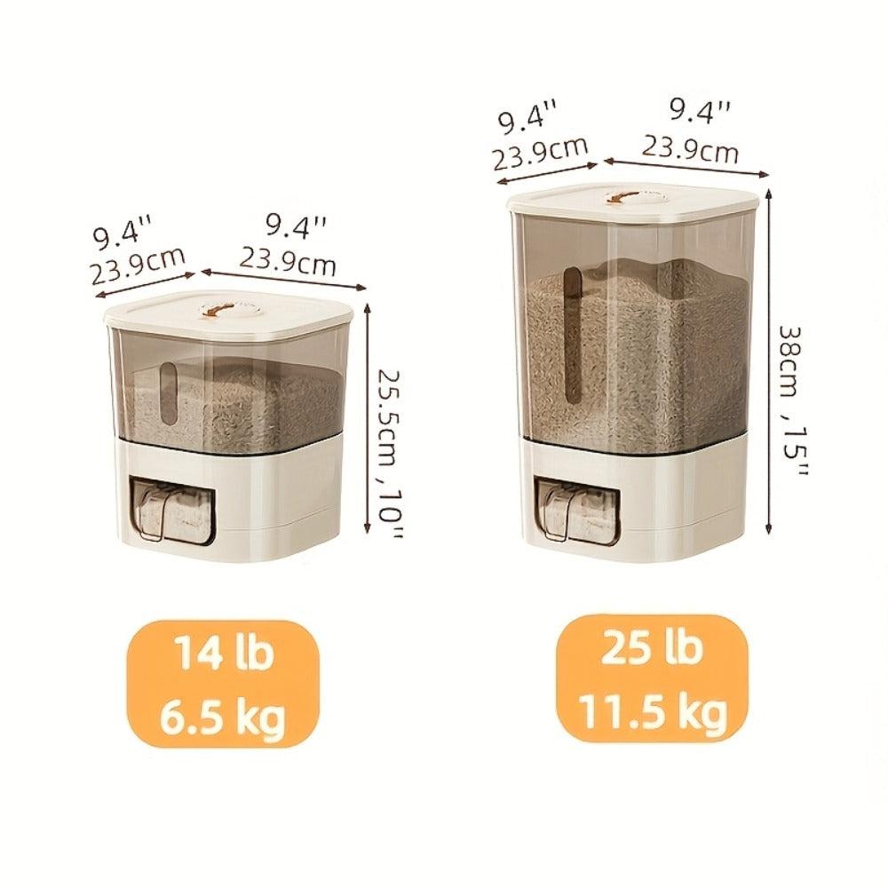 Airtight Rice Container with Measuring Cup | Large Capacity Moisture-Proof Rice Dispenser for Rice, Grains, Flour, Pet Food – BPA-Free Kitchen Food Storage