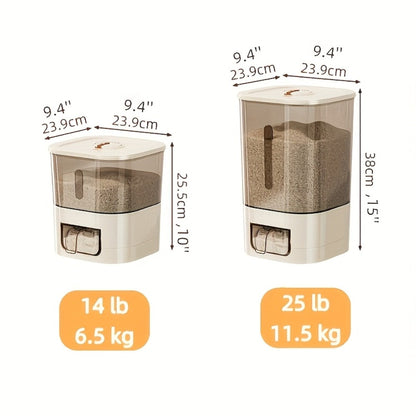 Airtight Rice Container with Measuring Cup | Large Capacity Moisture-Proof Rice Dispenser for Rice, Grains, Flour, Pet Food – BPA-Free Kitchen Food Storage