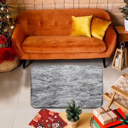 Tie-Dye Plush Area Rug Soft Non-Slip - Absorbent Machine Washable Fluffy Mat for Living Room Bedroom Bathroom, Modern Luxury Home Accent Rug, Dark Gray Black Light Gray Pink, 2 Sizes