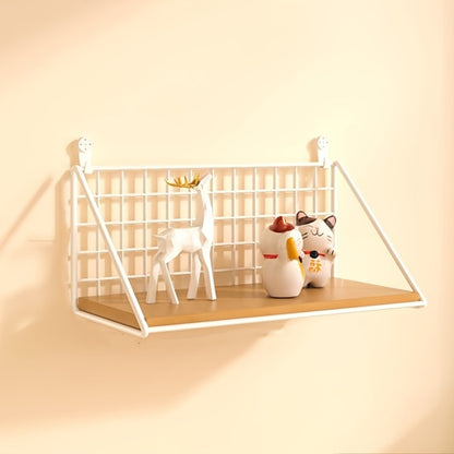 Metal Floating Wall Shelf – No Drill Wall Mounted Storage Rack for Bathroom, Living Room & Bedroom, Minimalist Iron Wall Organizer Shelf Decor