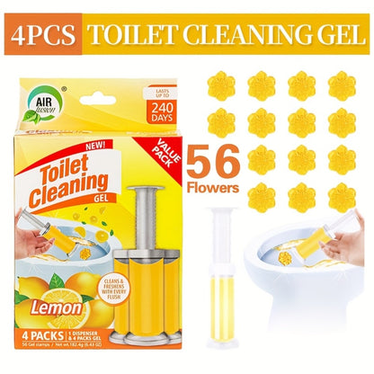 Toilet Cleaning Gel Stamp with Dispenser, Toilet Bowl Freshener & Cleaner Gel Stamps Prevent Scale & Toilet Ring, 6 Scents – Ocean, Lavender, Floral, Peach, Lemon, Pine – 4 Pcs or 8 Pcs Pack