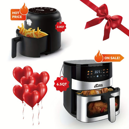 Air Fryer Smart Touch Screen – 2.8QT & 6.5QT with Color Icons, Viewable Window, 8 Preset Recipes & Manual Adjustments, Dishwasher-Safe Basket for Family Meals & Party Cooking