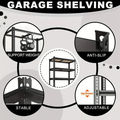 Heavy Duty Shelving Unit 5-Tier Metal Storage Shelves 2000 LBS Capacity, 60"H x 28"W x 12"D Adjustable Steel Rack for Garage, Closet, Pantry & Basement Organization, Easy Assembly Utility Shelf