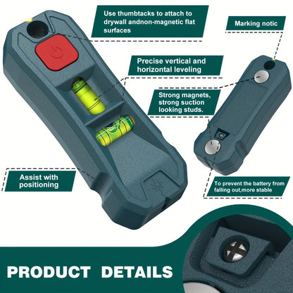 Magnetic Stud Finder with Laser Level – High Brightness Laser Marker, Horizontal & Vertical Bubble Level, Wall Detector for Drywall & Wood, Nail Locator for Hanging Pictures & Home Renovation