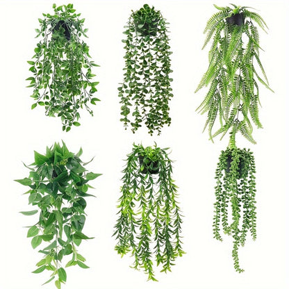 Artificial Hanging Ivy Vines – Fake Eucalyptus & Mandala Green Vine Plants for Indoor Wall Decor – Faux Hanging Plants for Bedroom, Bathroom, Balcony, Bookshelf & Living Room Aesthetic – 6 or 8 Pack