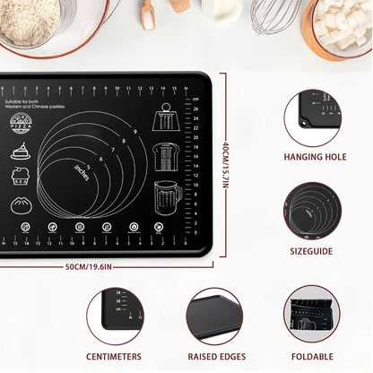 Silicone Pastry Mat Extra Thick Non-Slip Baking Mat with Measurements for Dough Rolling Pizza Cake