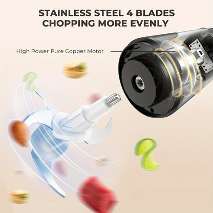 Mini Food Processor 450W – Electric Food Chopper with 2 Bowls & 4 Bi-Level Blades for Meat, Baby Food, Onion & Vegetables, 2-Speed