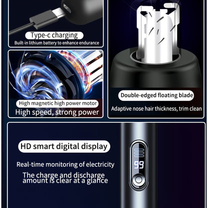 Electric Nose Trimmer with LED Display – USB Rechargeable Painless Facial Hair Removal Device for Men & Women, Nose Ear & Eyebrow Trimmer, Upgraded Grooming Tool, Ideal Gift