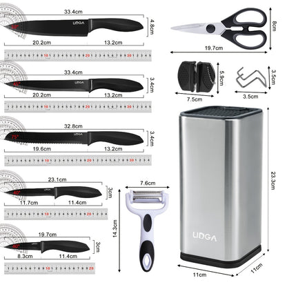 Stainless Steel Kitchen Knife Set Chef Knife Damascus Black Knife Block