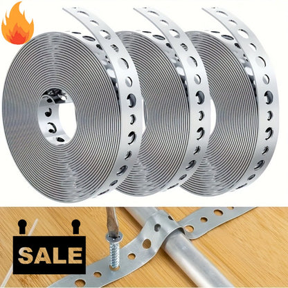 Galvanized Steel Pipe Support Bar with Pre-Drilled Holes - Heavy-Duty Corrosion-Resistant Hanging Rod for Plumbing HVAC Garage Workshop, Industrial Metal Tube Rack, 5m / 10m / 15m Options