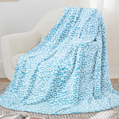 Leopard Print Throw Blanket – Soft Fluffy Jacquard Fleece Flannel for Couch, Bed, Sofa & Camping, 3 Sizes, 5 Colors