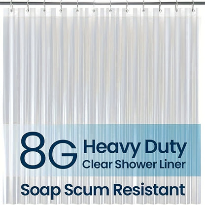 Clear Shower Curtain PEVA 8G Rust Proof Grommets 72x72 Inch - Premium Transparent Waterproof Modern Bathroom Curtain | Single or Set 2 | Easy Clean Smooth Surface | Bathroom Accessories Home Decor