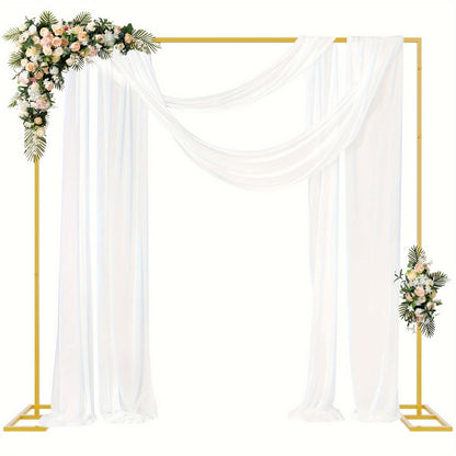 Backdrop Stand Heavy Duty Golden Adjustable Pipe Drape Kit Square Metal Arch Party Frame for Wedding Birthday Banquet Photo Booth