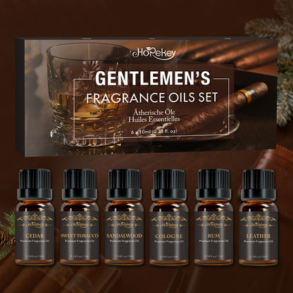 Essential Oil Set for Men 6 Pack 0.34oz Each Aromatherapy Oils for Diffuser Humidifier Skin Massage Valentines Day Gift Mature Masculine Scents
