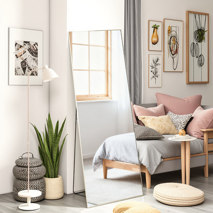 Full Length Mirror Floor Standing, Arched & Rect Body Mirror with Stand, Hanging or Leaning Wall Mirror, Aluminum Alloy Thin Frame for Bedroom Hotel Bathroom