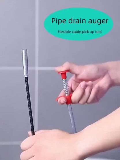 Drain Snake Pipe Cleaner – Flexible Drain Auger for Toilet, Sink, Shower & Sewer Clog Removal, Reusable Spring Wire Drain Unclogger