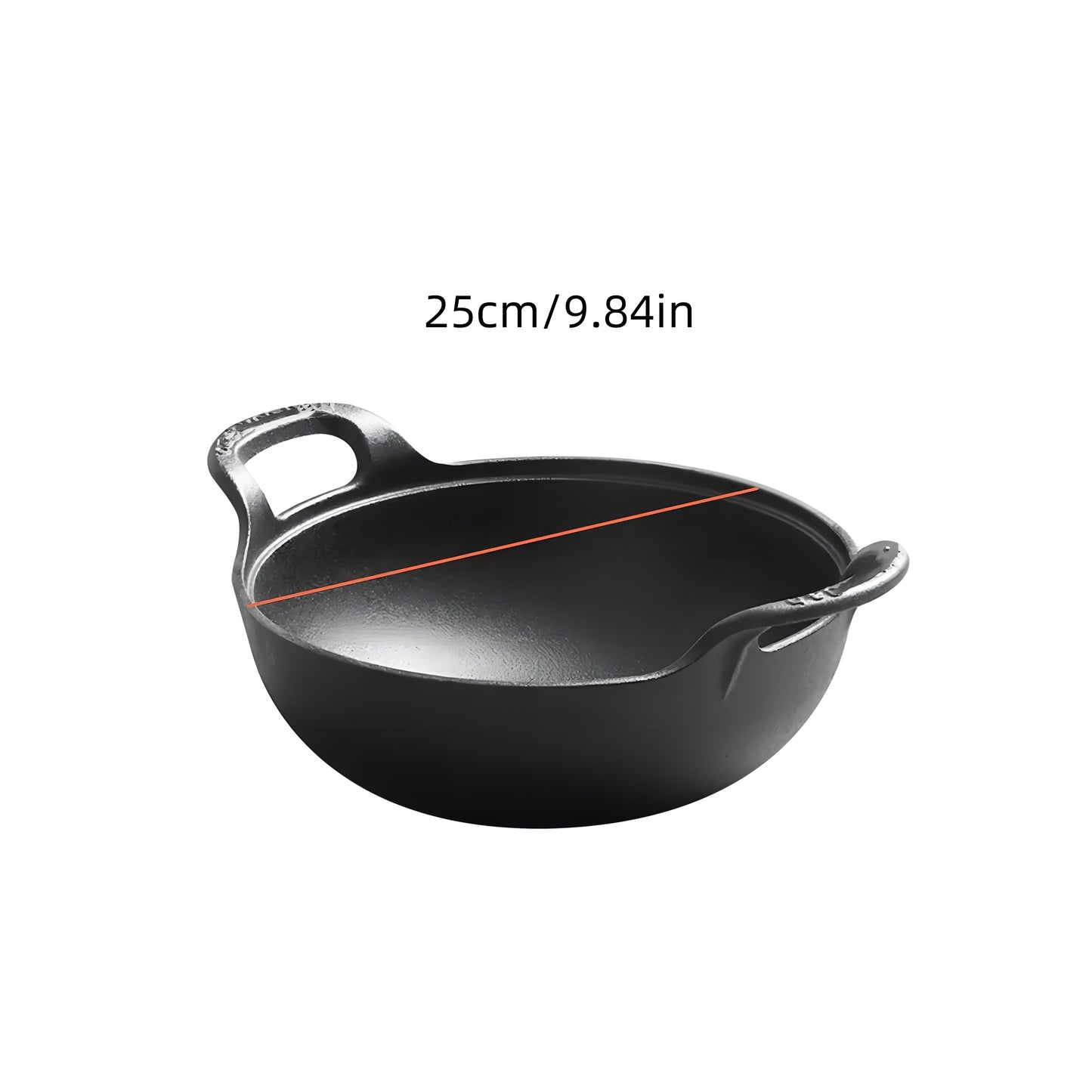 Cast Iron Wok Skillet Non-Stick Deep Stir Fry Pan with Dual Handles - Heavy Duty Uncoated Traditional Cooking Pot Multi-Size 9.84 10.62 11.81 12.59 Inch for Home Outdoor Grilling Baking