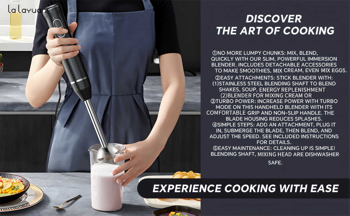 Immersion Blender 400W Handheld Stick Mixer with 2 Speeds & Turbo Mode 304 Stainless Steel Blades – Corded Hand Blender with Detachable Base for Soup Smoothie Puree Baby Food
