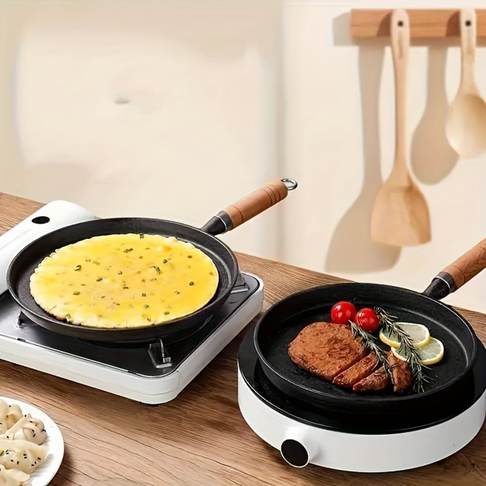 Cast Iron Skillet Non-stick Flat Pan 8.27/9.45/10.63 Inch for Pancakes Eggs & Crepes – Induction Gas Campfire Compatible Breakfast Griddle Pan for Indoor Outdoor Cooking