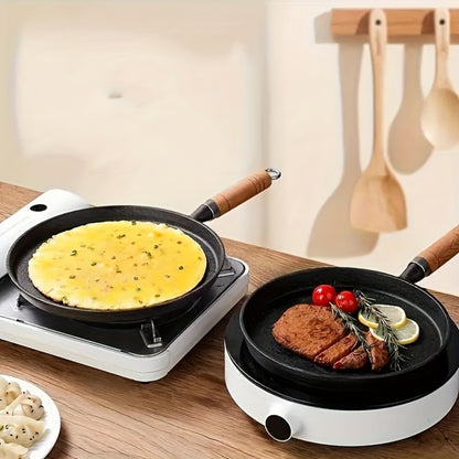 Cast Iron Skillet Non-stick Flat Pan 8.27/9.45/10.63 Inch for Pancakes Eggs & Crepes – Induction Gas Campfire Compatible Breakfast Griddle Pan for Indoor Outdoor Cooking