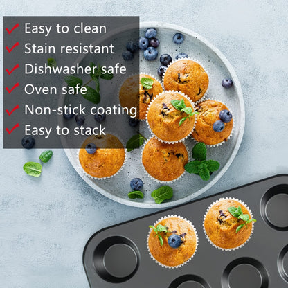 Nonstick Bakeware Set with Cooling Rack Cookie Sheet Cake Pans Loaf Muffin Pizza Pan Oven Safe Baking Pans Set for Kitchen 6 14 15 Piece
