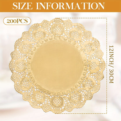 200pcs Paper Doilies Lace Round Placemats Disposable Wedding Table Decor 12 Inch