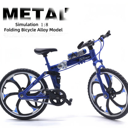 Diecast Mountain Bike Model 1:8 Scale Alloy Foldable Miniature Bicycle Figurine for Home Office Desk Decor, Collector Gift, Christmas Birthday Present, 3 Colors Available