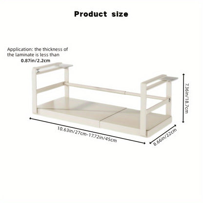 Expandable Cabinet Shelf Organizer Riser – Height Adjustable Retractable Rack with Suction Cup Base for Kitchen Pantry Cupboard Under Sink Countertop, Heavy Duty Metal Space Saver, Stackable Storage
