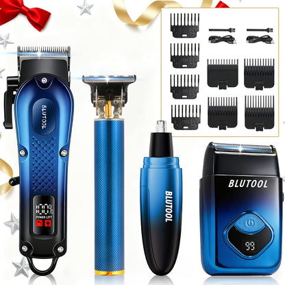 Electric Hair Trimmer & Beard Shaver Set for Men - Professional Rechargeable Hair Clipper with LED Display, All-in-One Grooming Kit for Daily Use, Home Barber & Gift for Men - Multiple Colors
