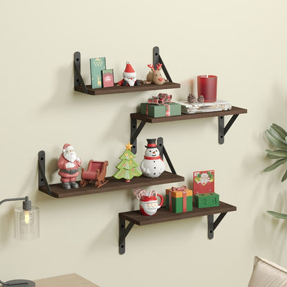 Floating Shelves Wall Mounted 4-Pack – Decorative Wall Shelves for Bedroom, Living Room, Bathroom & Plants, Home Storage Display Shelf for Books, Decor & Accessories, 4 Color Options