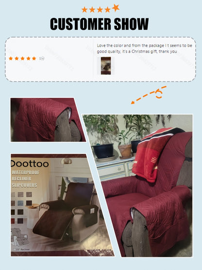 Recliner Chair Cover Waterproof Non-Slip Sofa Slipcover with Pocket Pet Scratch Resistant Washable Furniture Protector for Living Room Multiple Colors