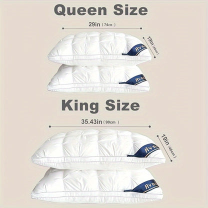 Hotel Quality Pillows 2-Pack, Luxury 5-Star Deep Sleep Neck Support, Non-Collapse Hypoallergenic Polyester Fill, All Season Cooling Bed Pillows Queen King