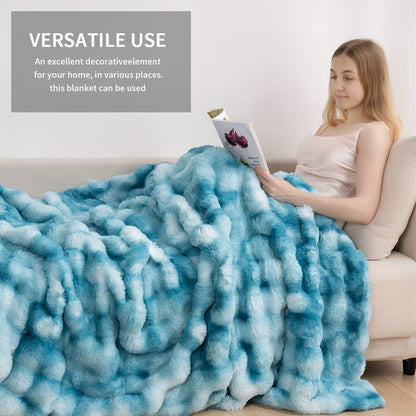 Faux Rabbit Fur Fluffy Blanket – Thick Warm Soft Plush Throw for Bed & Living Room, Luxury Furry Blanket, 8 Colors, 4 Sizes