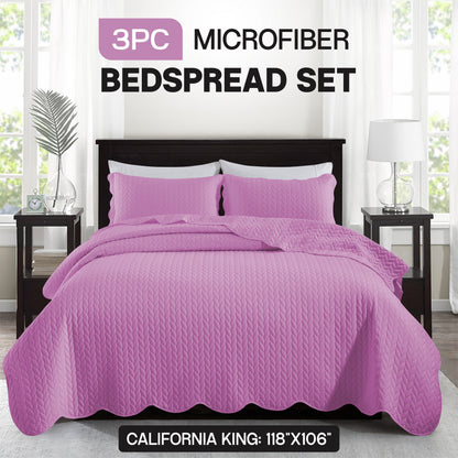 Bedspread Set 3-Piece Microfiber Floral Coverlet with Pillow Shams - Soft Breathable Lightweight All-Season Bed Cover for Queen King Twin California King