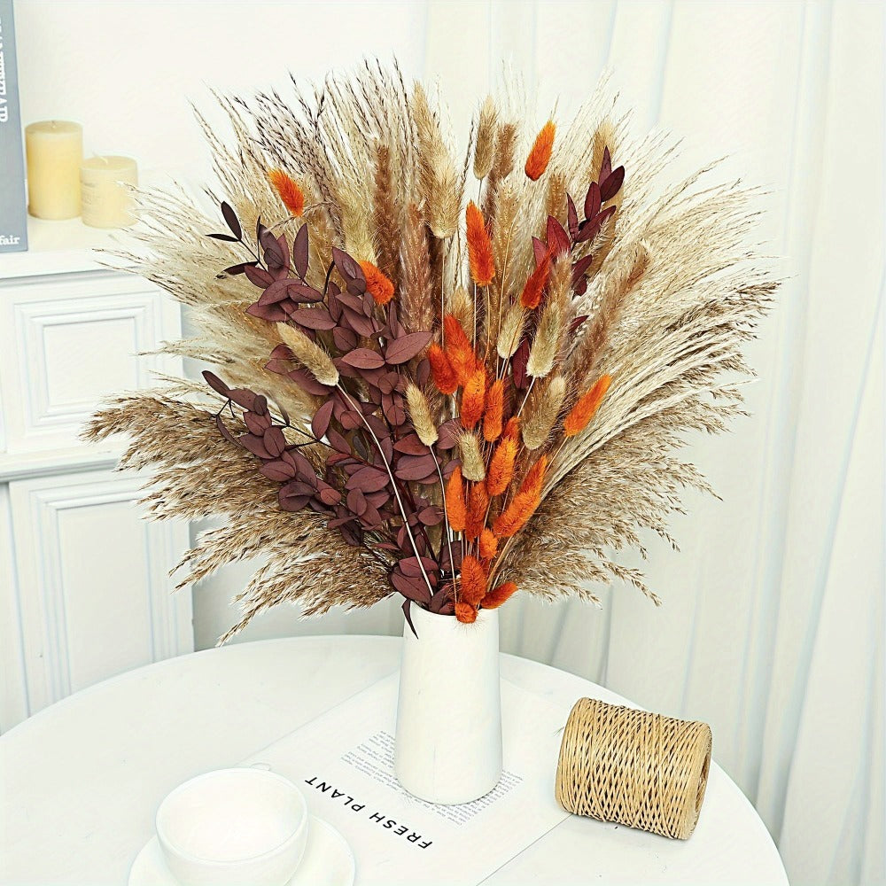 Artificial Pampas Grass Bouquet 72pcs – Bohemian Rustic Farmhouse Decor for Home Wedding Centerpiece Halloween Thanksgiving Valentine's Day Cafe